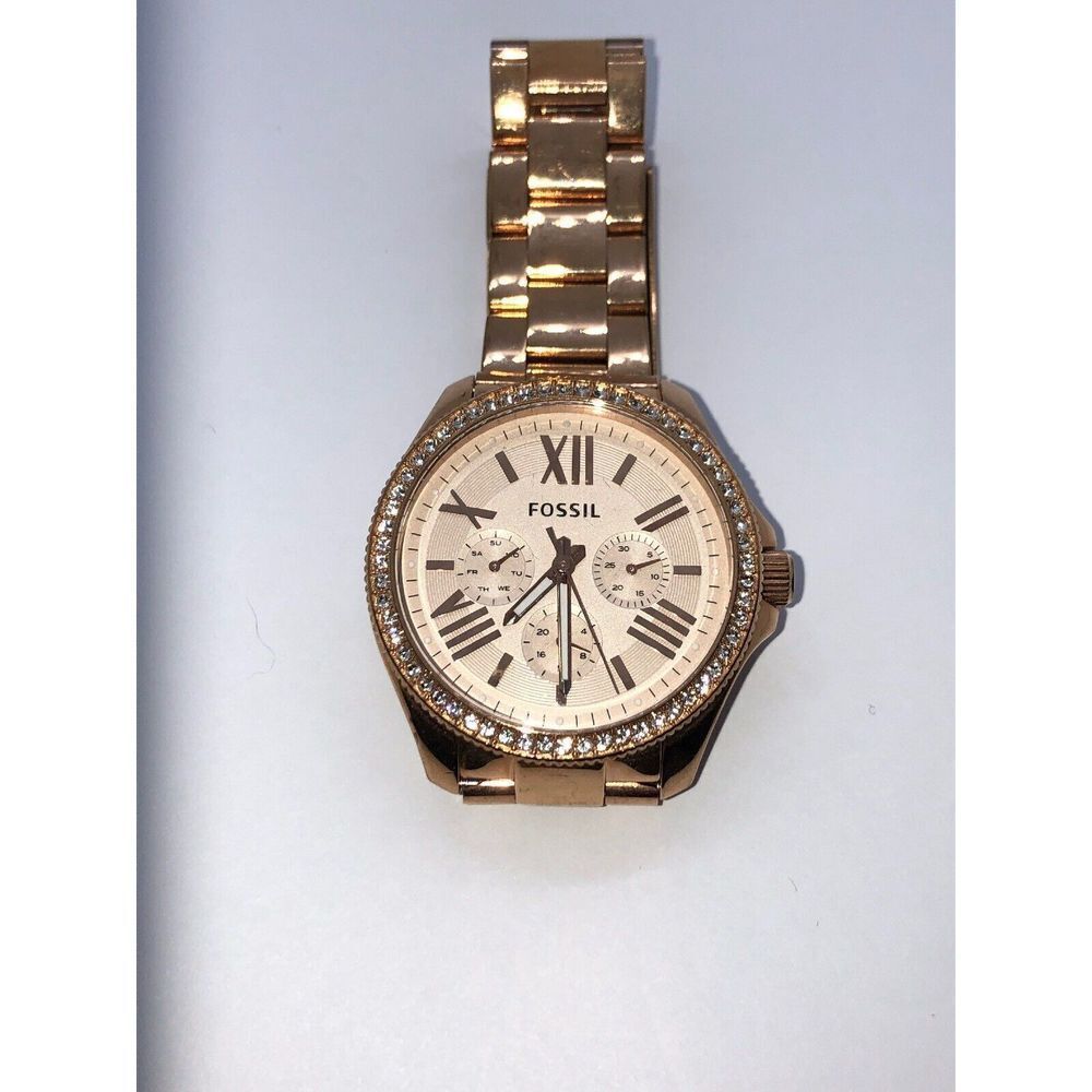 Fossil AM4483 Mens Gold Stainless Steel Analog White Dial Quartz Watch ZZ170
